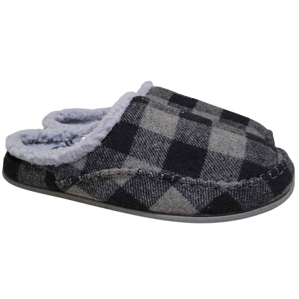 Deer Stags Men Nordic Supro Slip On Clog Slippers Size US 10W Grey Black Plaid